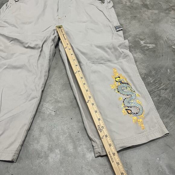 Vintage Tweety Bird Looney Tunes Dragon Khaki Overalls Capri Womens Size Small - Picture 4 of 9